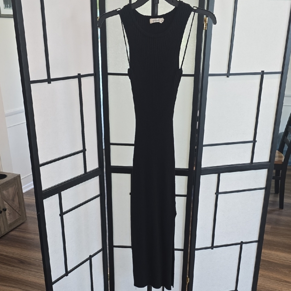 Glassons Black Ribbed Midi Dress